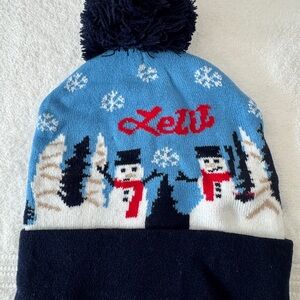 Hat Let it Snow Snowmen Holiday Pom Winter Beanie LED Lights NEW One Size.